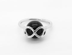 18K White Gold Infinity Symbol Interchangeable Gems Onyx  Cocktail Ring.