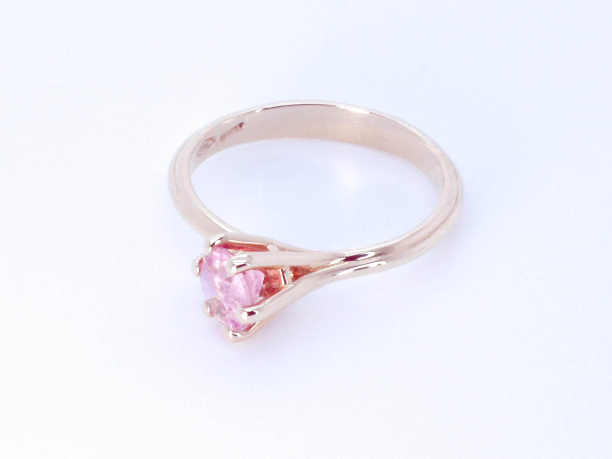 18K Rose Gold Asymmetric Cosmic Design Stackable Pink Tourmaline Cocktail  Ring For Sale 3