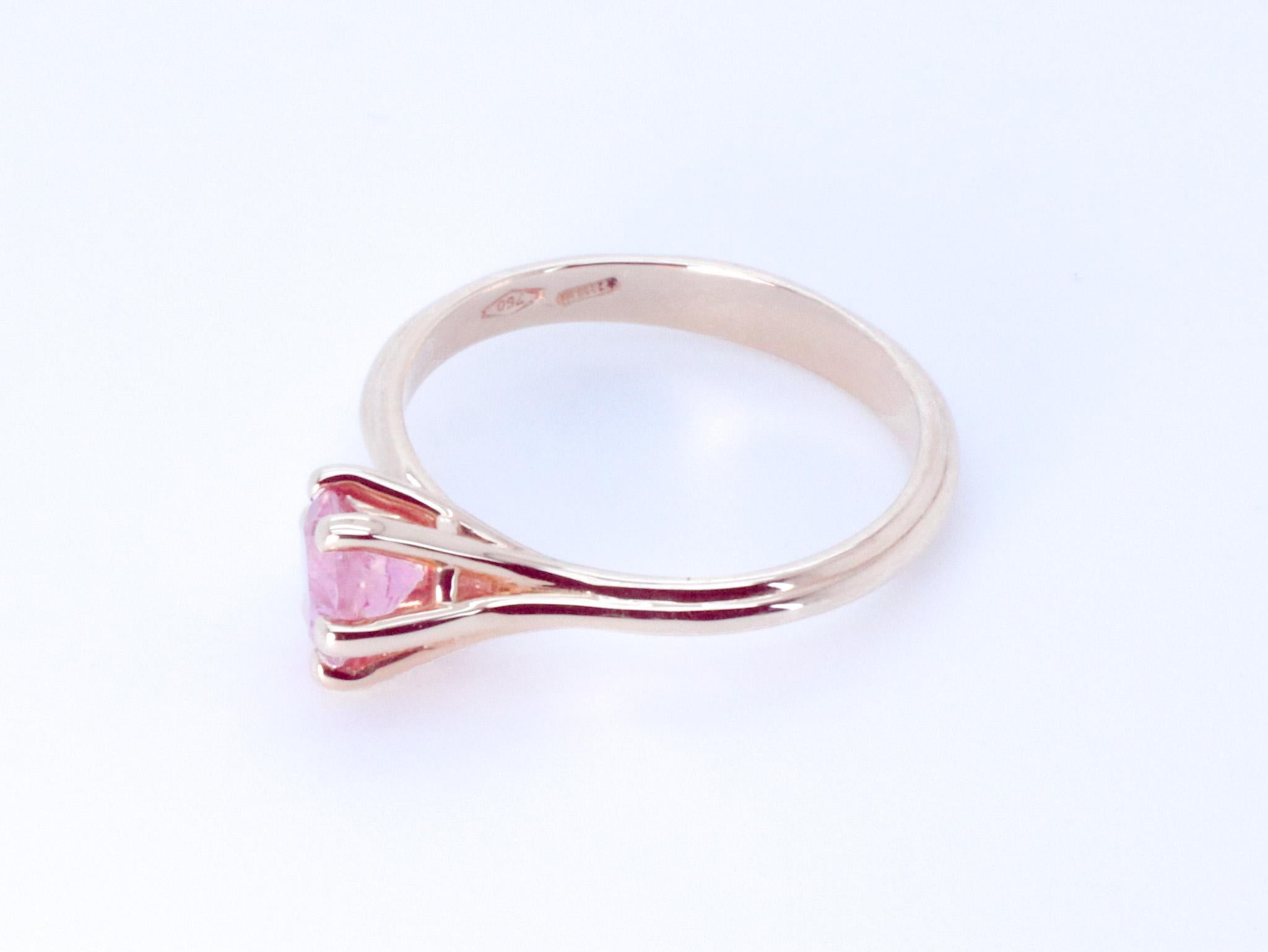 18K Rose Gold Asymmetric Cosmic Design Stackable Pink Tourmaline Cocktail  Ring For Sale 4