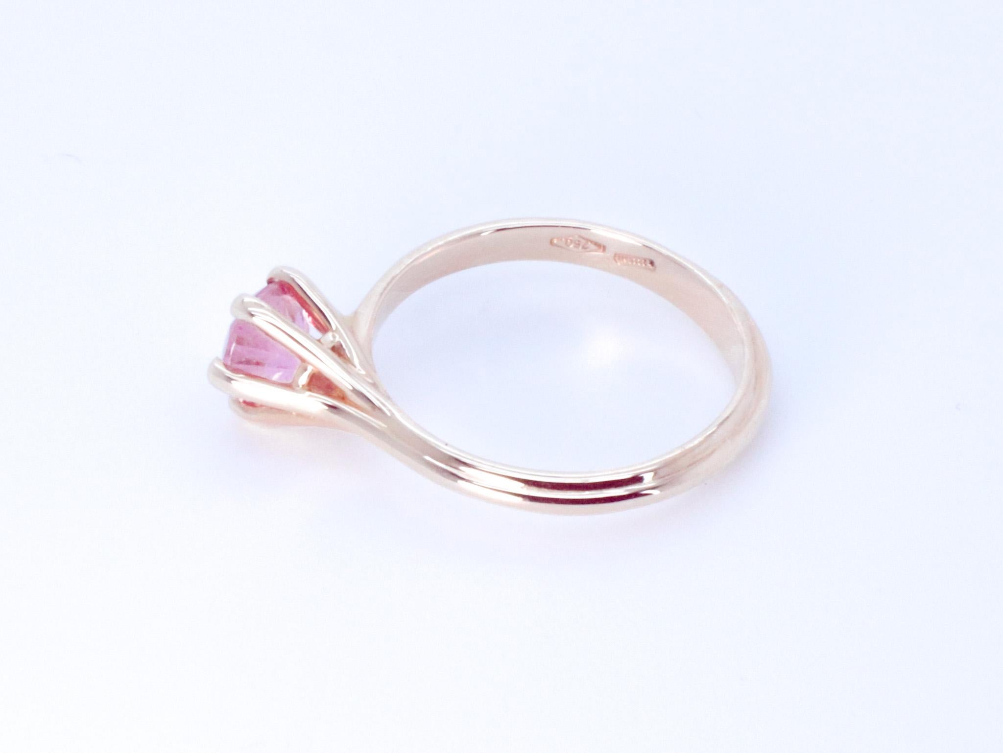 18K Rose Gold Asymmetric Cosmic Design Stackable Pink Tourmaline Cocktail  Ring For Sale 5