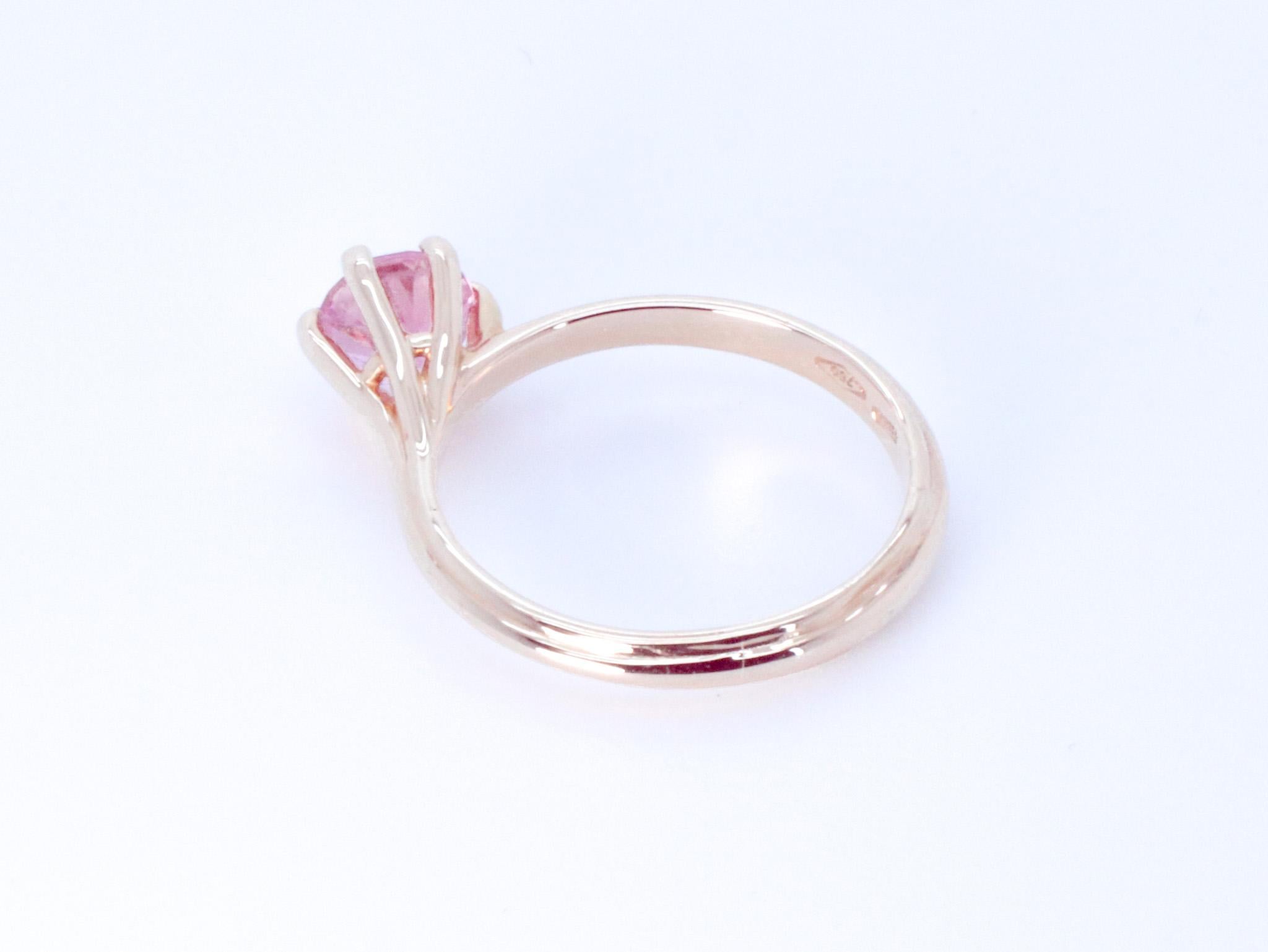 18K Rose Gold Asymmetric Cosmic Design Stackable Pink Tourmaline Cocktail  Ring For Sale 6