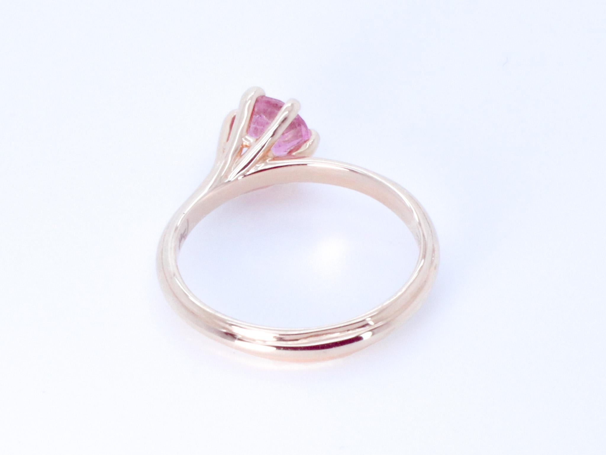 18K Rose Gold Asymmetric Cosmic Design Stackable Pink Tourmaline Cocktail  Ring For Sale 7
