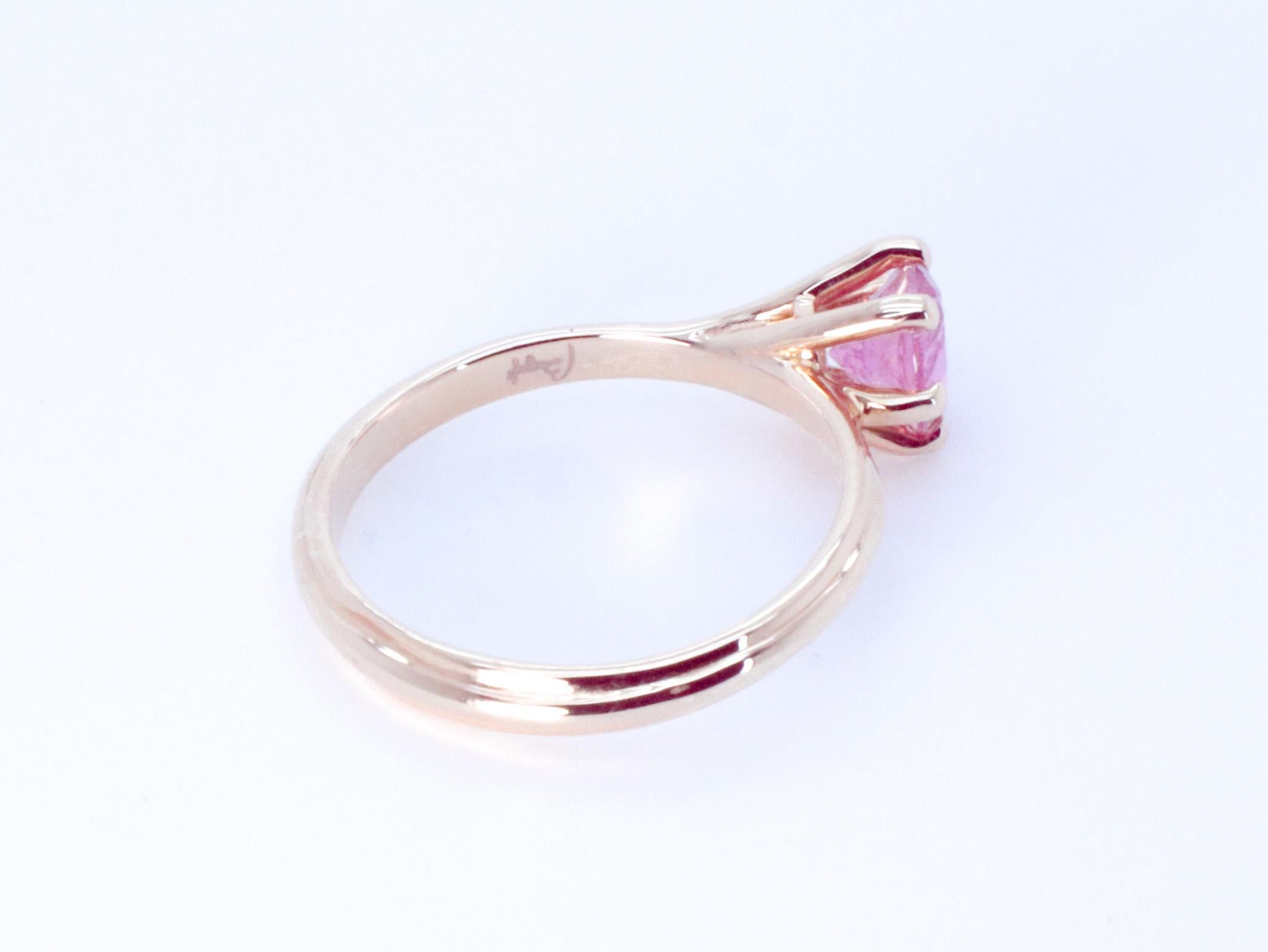 18K Rose Gold Asymmetric Cosmic Design Stackable Pink Tourmaline Cocktail  Ring For Sale 9