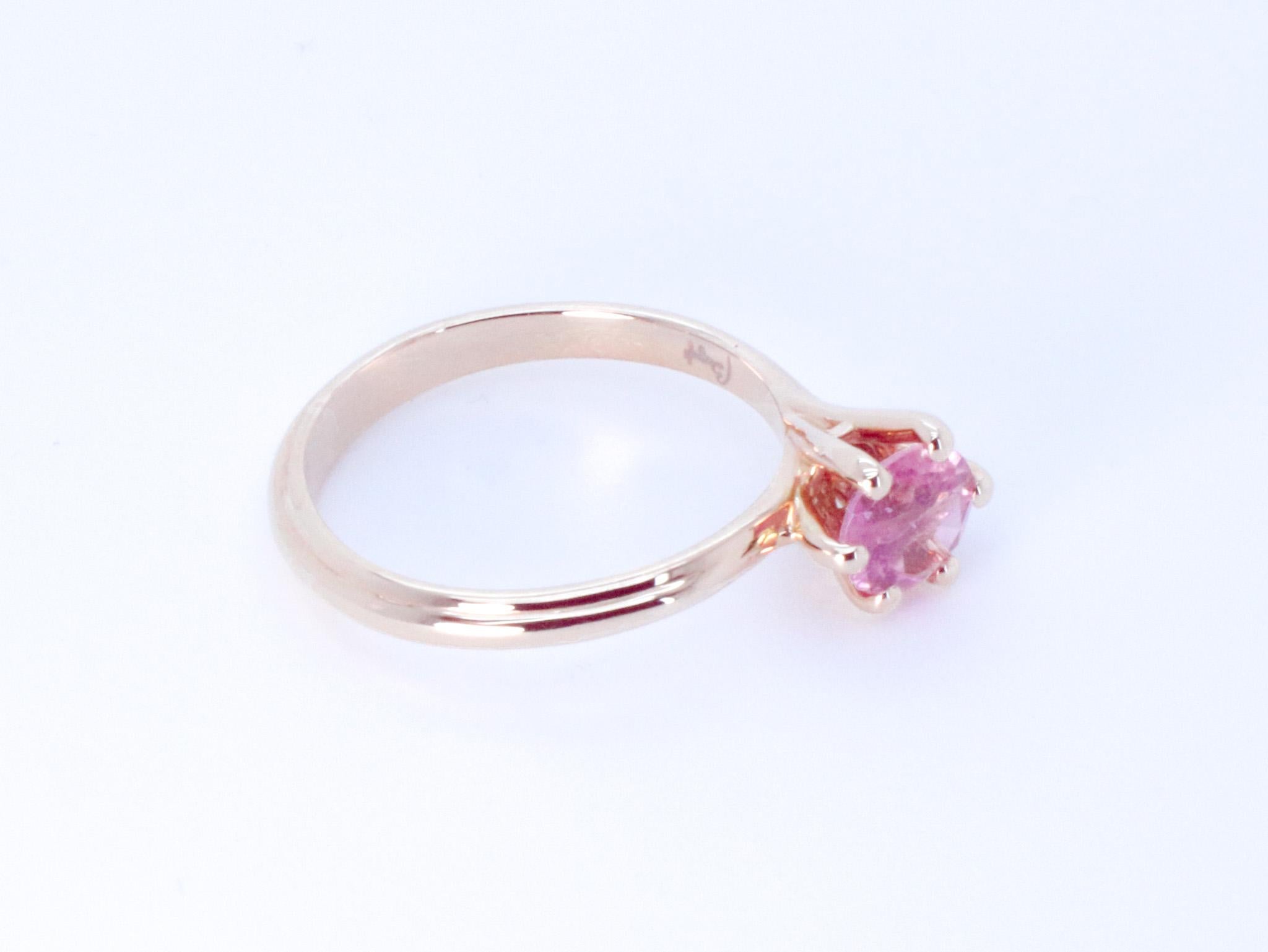 18K Rose Gold Asymmetric Cosmic Design Stackable Pink Tourmaline Cocktail  Ring For Sale 10