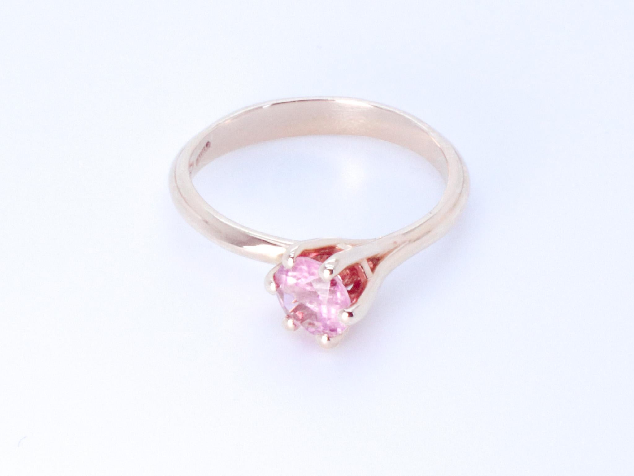 18K Rose Gold Asymmetric Cosmic Design Stackable Pink Tourmaline Cocktail  Ring For Sale 2