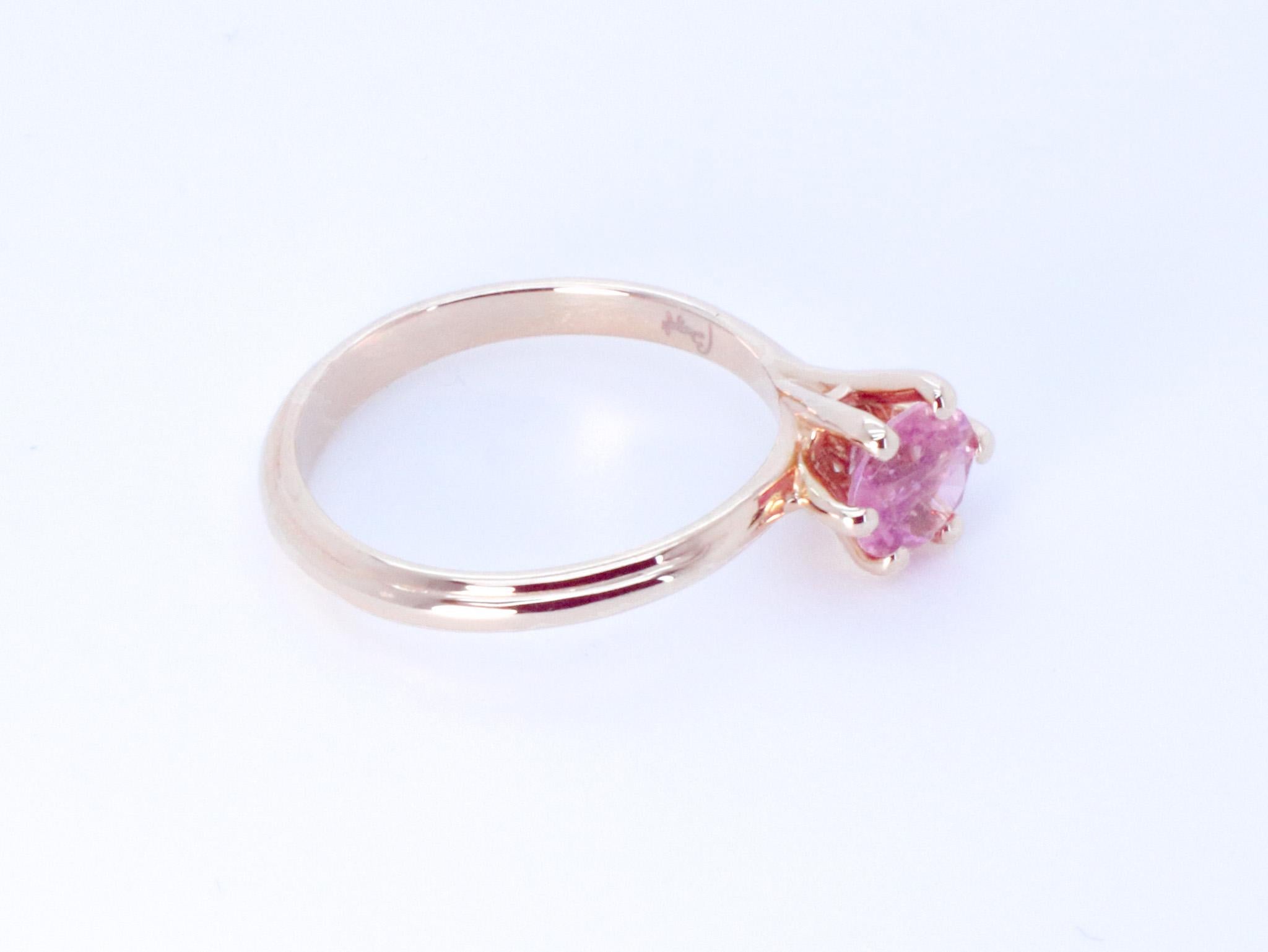 Women's or Men's 18K Rose Gold Asymmetric Cosmic Design Stackable Pink Tourmaline Cocktail  Ring For Sale