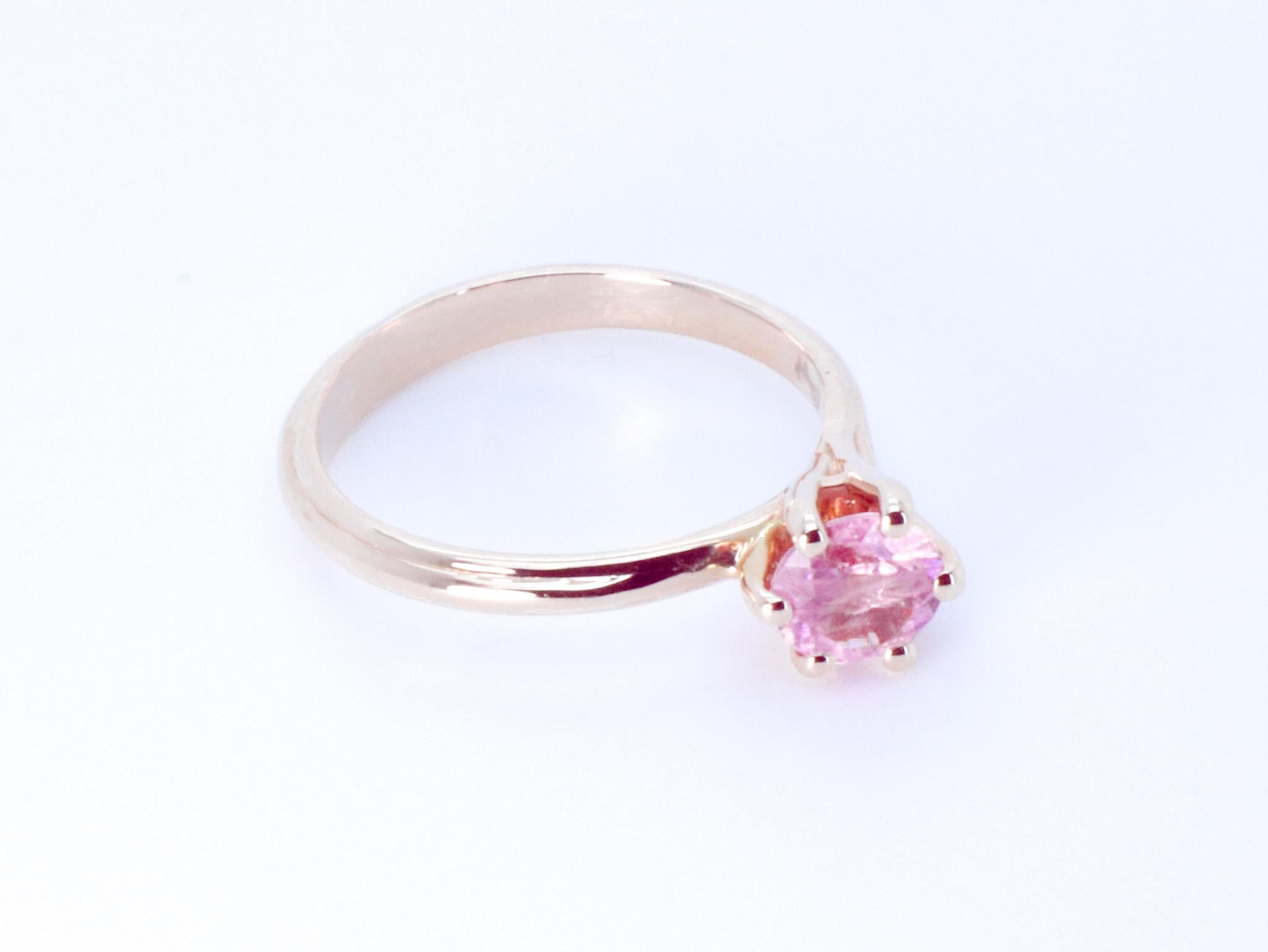 18K Rose Gold Asymmetric Cosmic Design Stackable Pink Tourmaline Cocktail  Ring For Sale 1