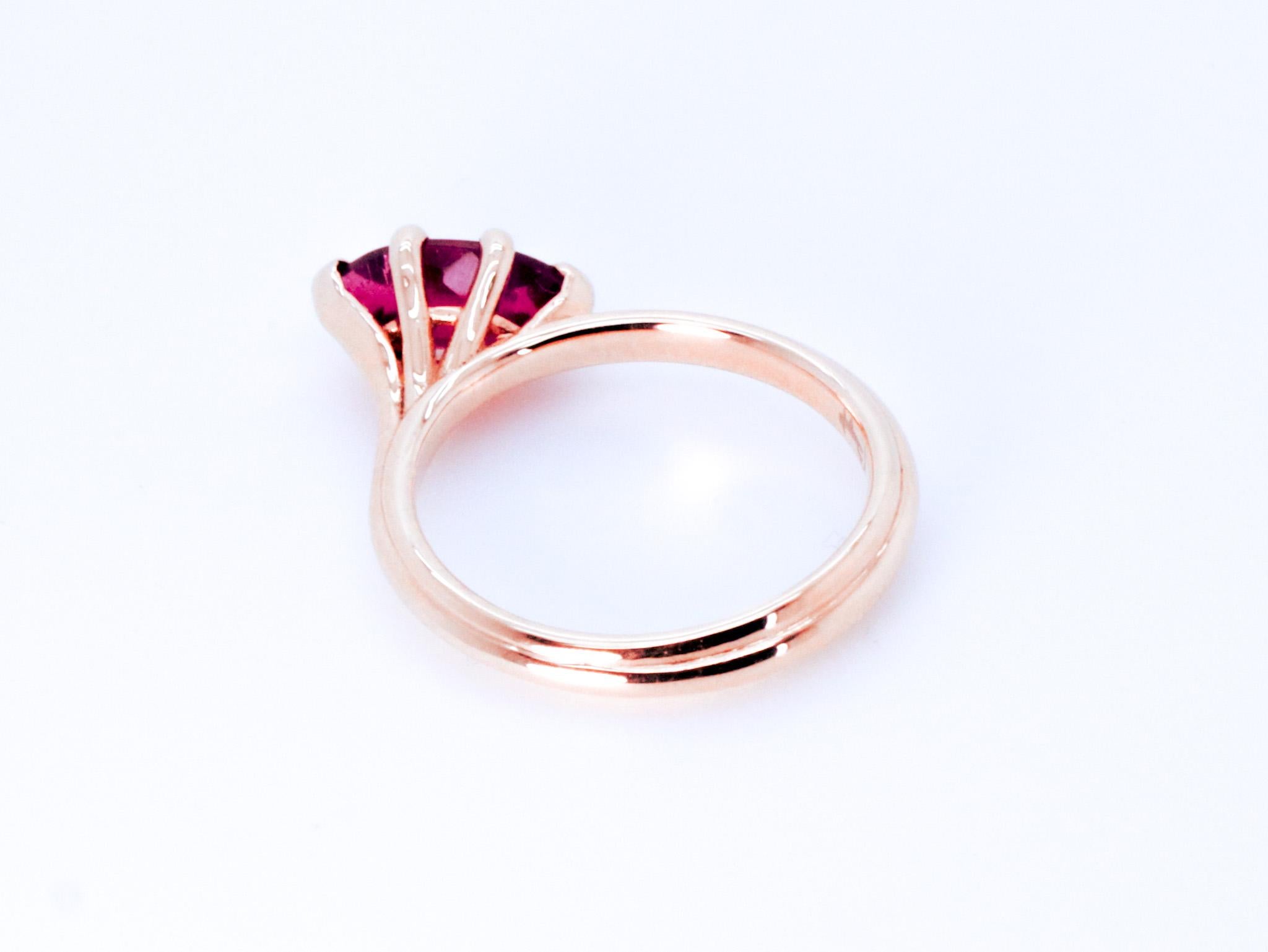 18k Rose Gold Asymmetric Cosmic Design Stackable Rubellite Cocktail Ring For Sale 8