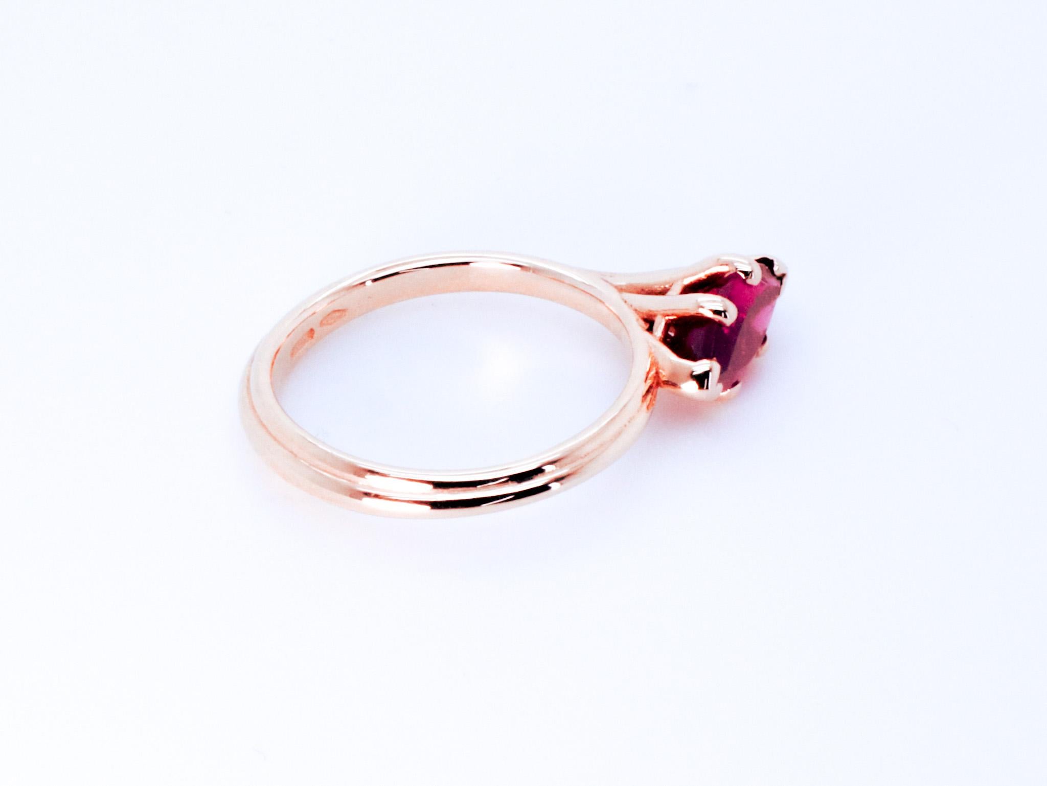 18k Rose Gold Asymmetric Cosmic Design Stackable Rubellite Cocktail Ring For Sale 3