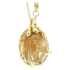Bea Barzaghi Pendentif en or jaune à base de quartz rutile puissant de guérison