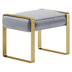 Contemporary Bench with Metal Frame and Velvet Seat