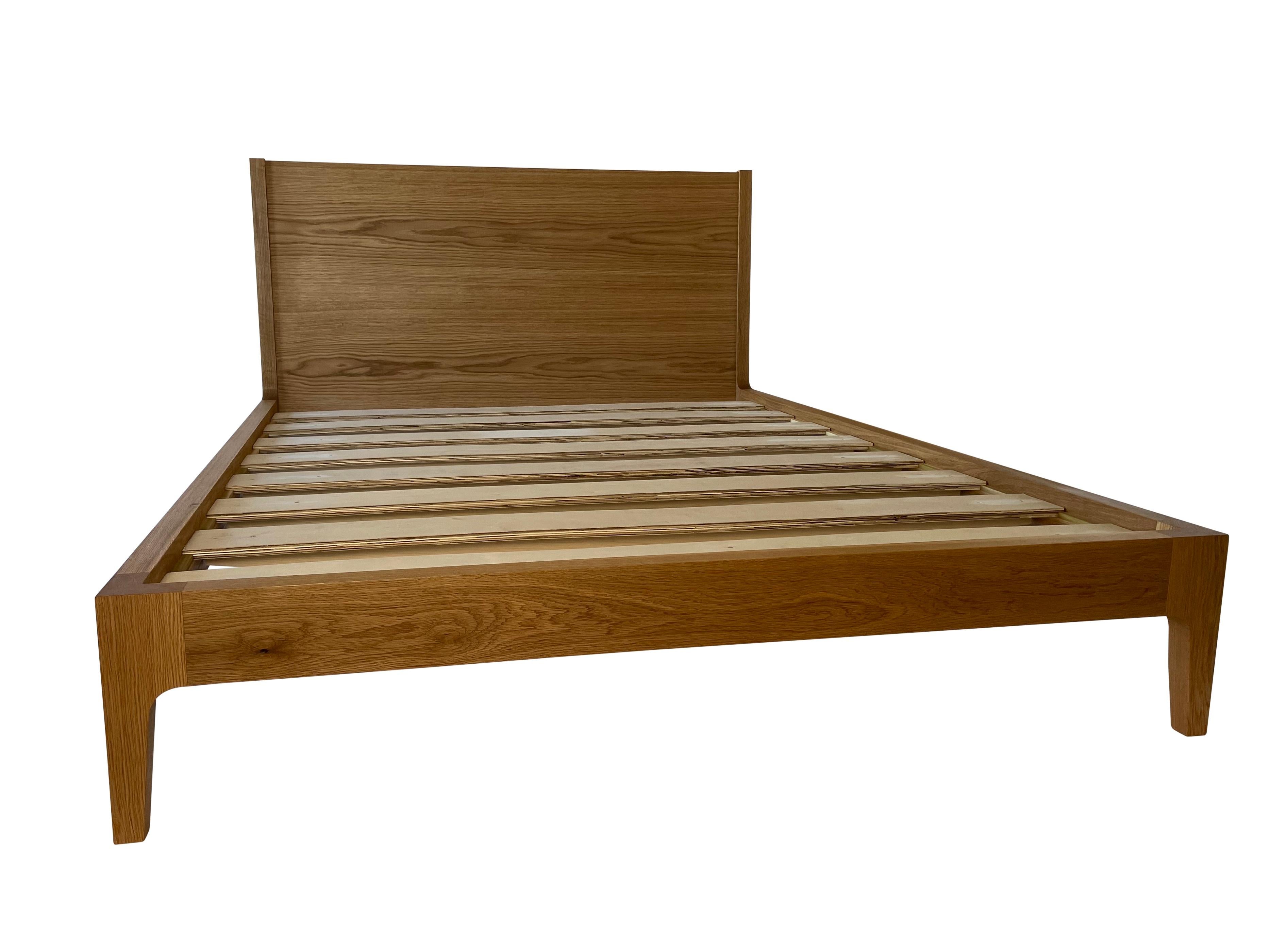 This bed was originally designed for one of our clients who owns a historic home in Santa Fe and wanted something contemporary but also fitting with his adobe home. We designed this bed with its frame constructed from solid 2” thick walnut to pick