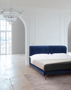 "Tulip" Contemporary Bed, Velvet, Handmade in Italy