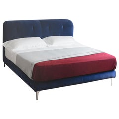 Contemporary Bed, Velvet, Handmade in Italy