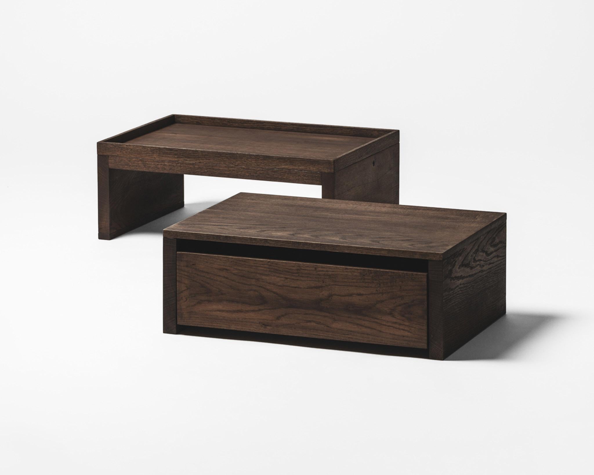 Spanish Contemporary Bedside Table 'Eileen' by Obstacles, Solid Oak, Umber For Sale