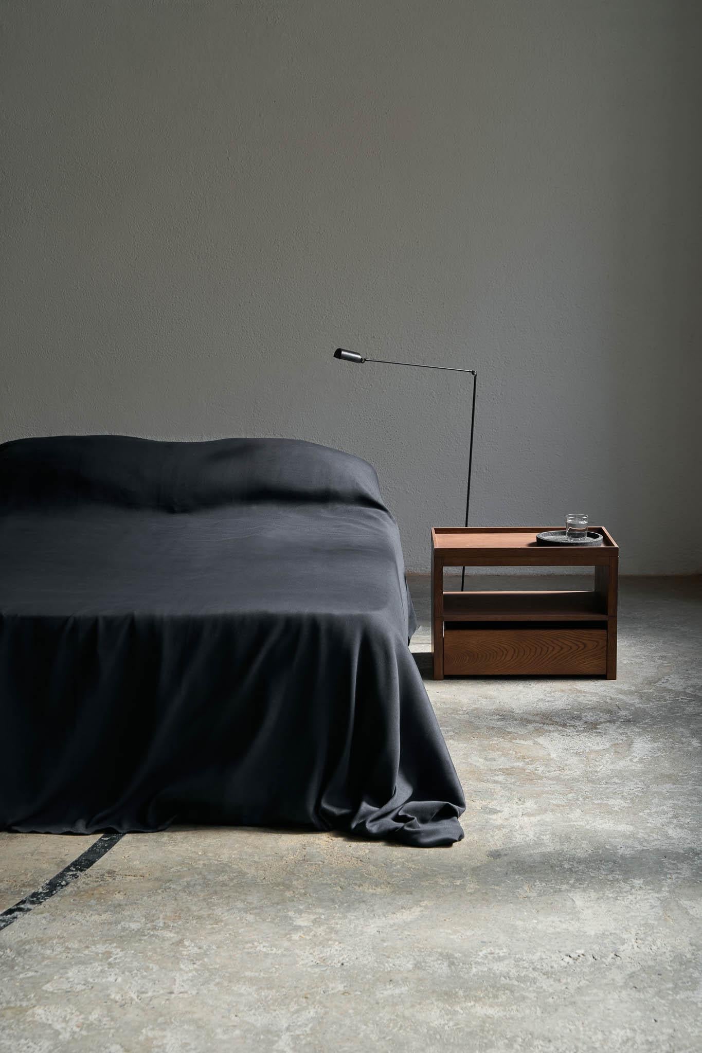 Contemporary Bedside Table 'Eileen' by Obstacles, Solid Oak, Umber In New Condition For Sale In Paris, IDF