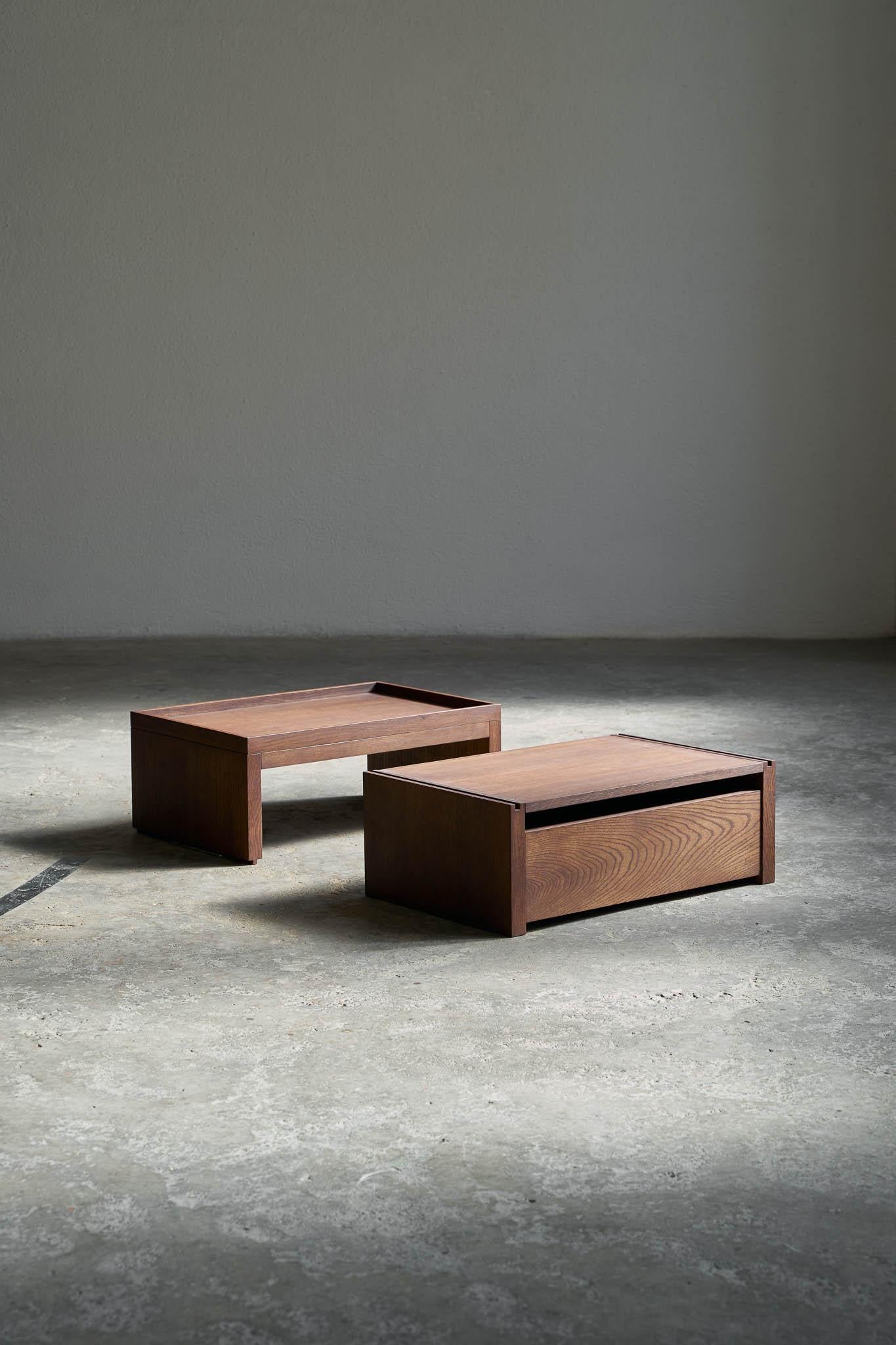 Contemporary Bedside Table 'Eileen' by Obstacles, Solid Oak, Umber For Sale 3