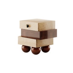Contemporary Bedside Table Nightstand Walnut Bird Eye Wood Veneer Gloss Drawers