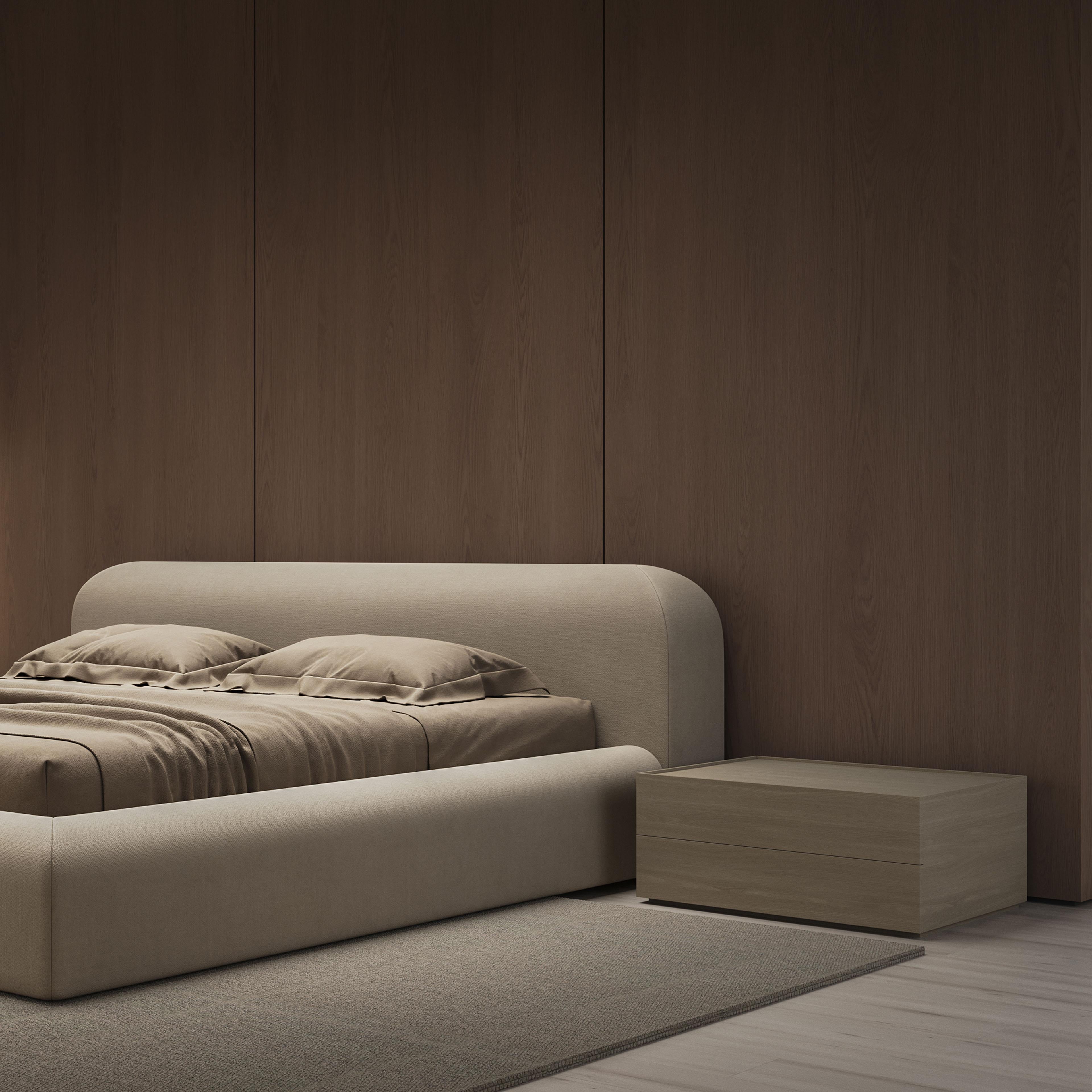 Contemporary Nachttisch 'Minimalista' aus Holz von Palo Nero (Holzarbeit) im Angebot