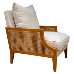 Contemporary Beech Wood and Cane Armchair by Pierre Frey