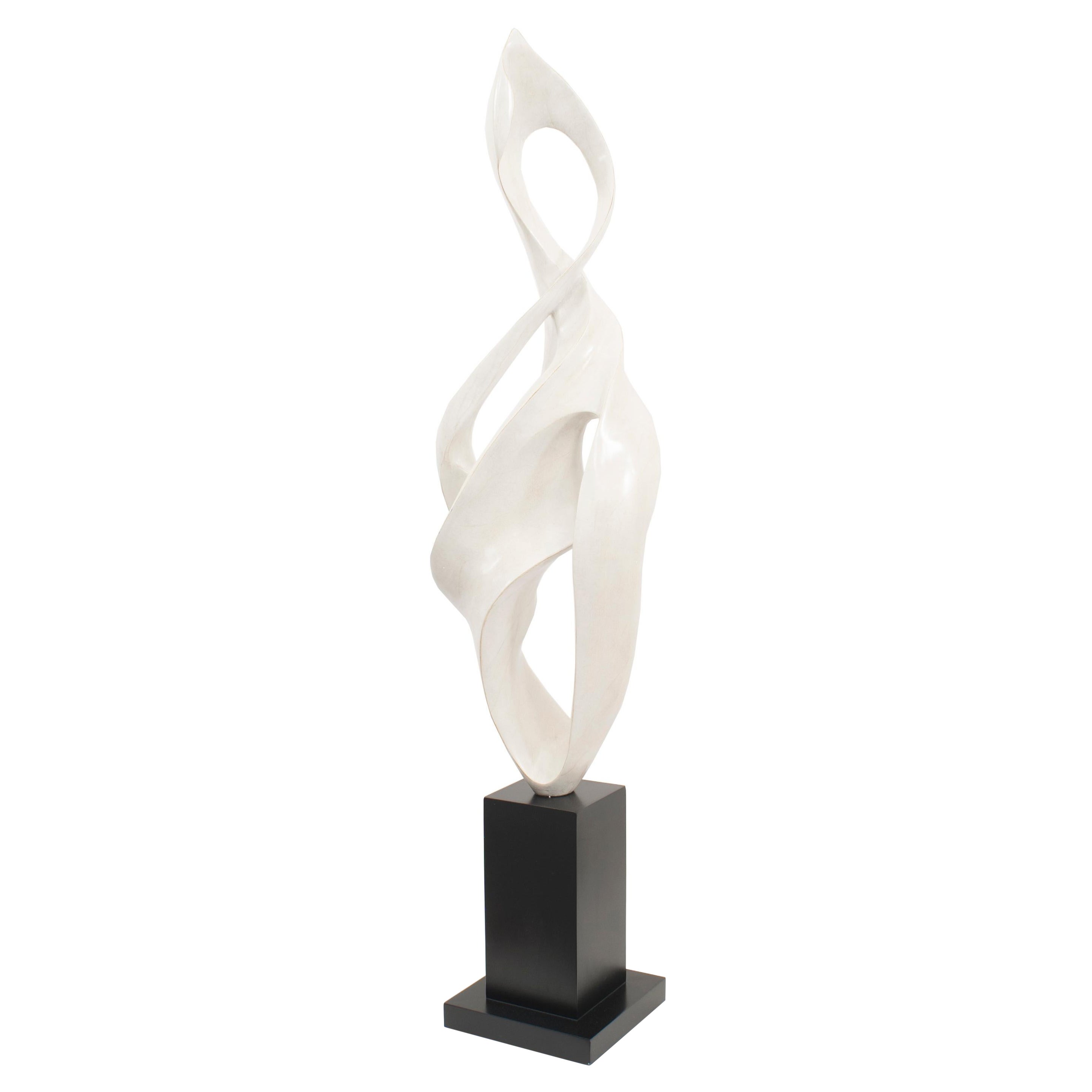 Sculpture de sol abstraite contemporaine de couleur beige
