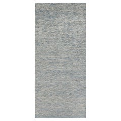 Contemporary Beige and Blue Knotted Wool Runner by Doris Leslie Blau