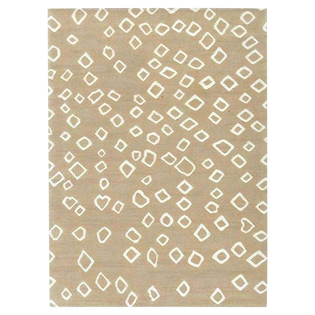 Zeitgenössischer Flachgewebe-Wollteppich von Doris Leslie Blau in Beige und Weiß