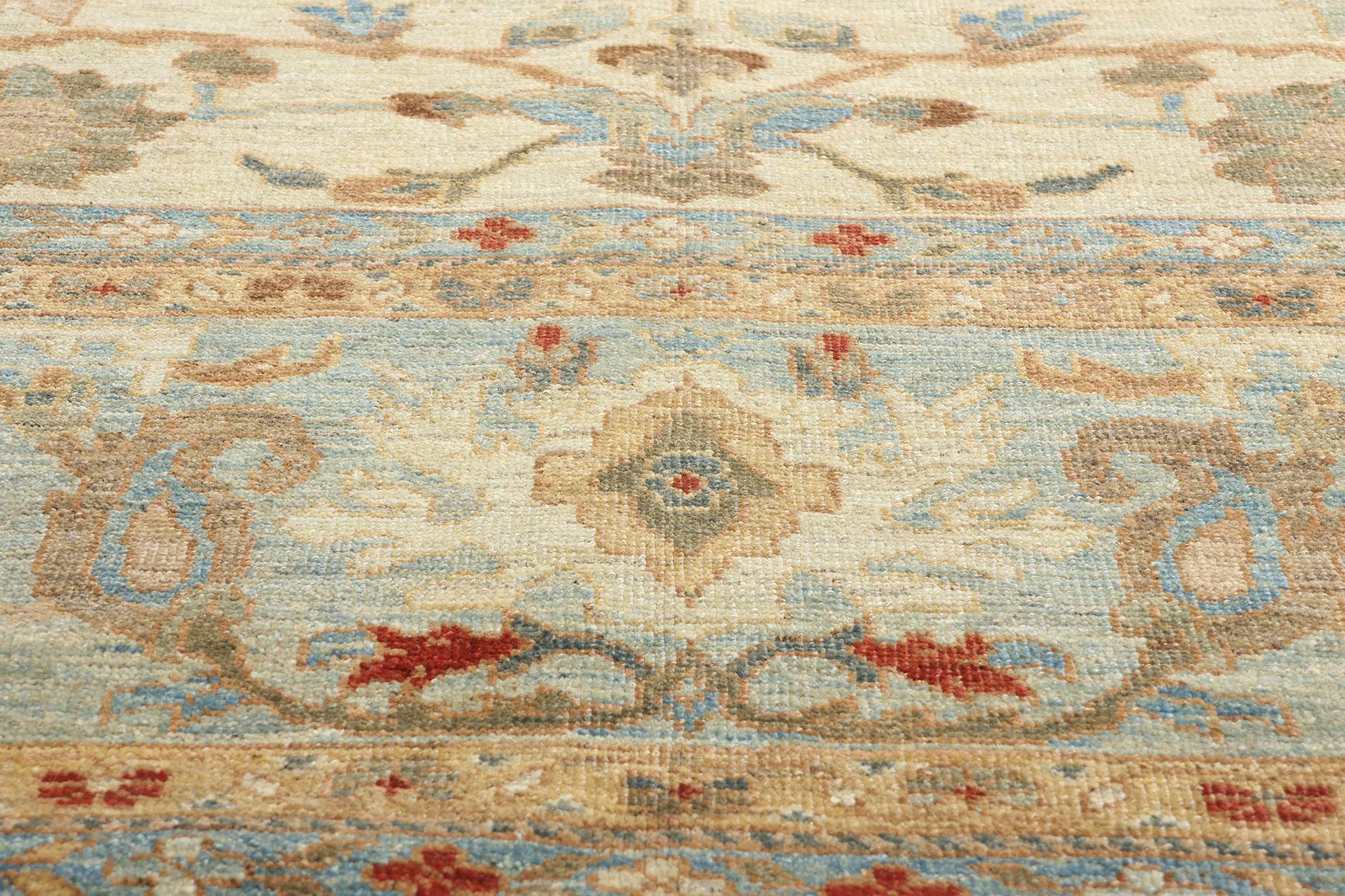 Contemporary Beige & Blue Persian Sultanabad Rug In New Condition For Sale In Dallas, TX