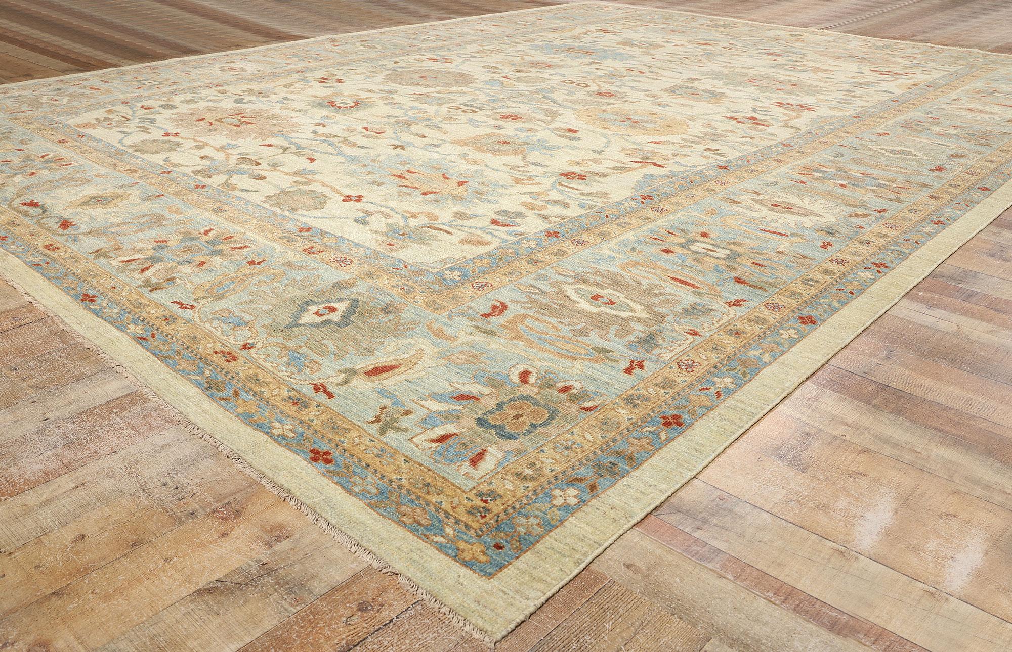 Contemporary Beige & Blue Persian Sultanabad Rug For Sale 1