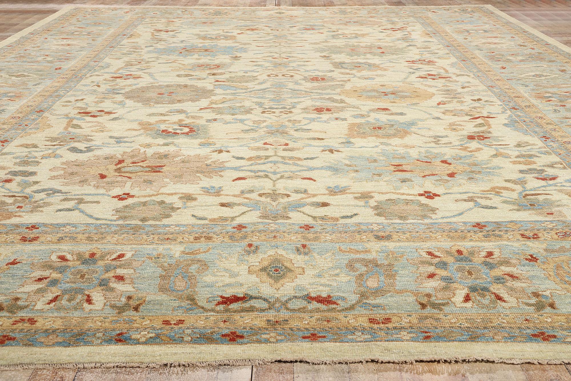 Contemporary Beige & Blue Persian Sultanabad Rug For Sale 2