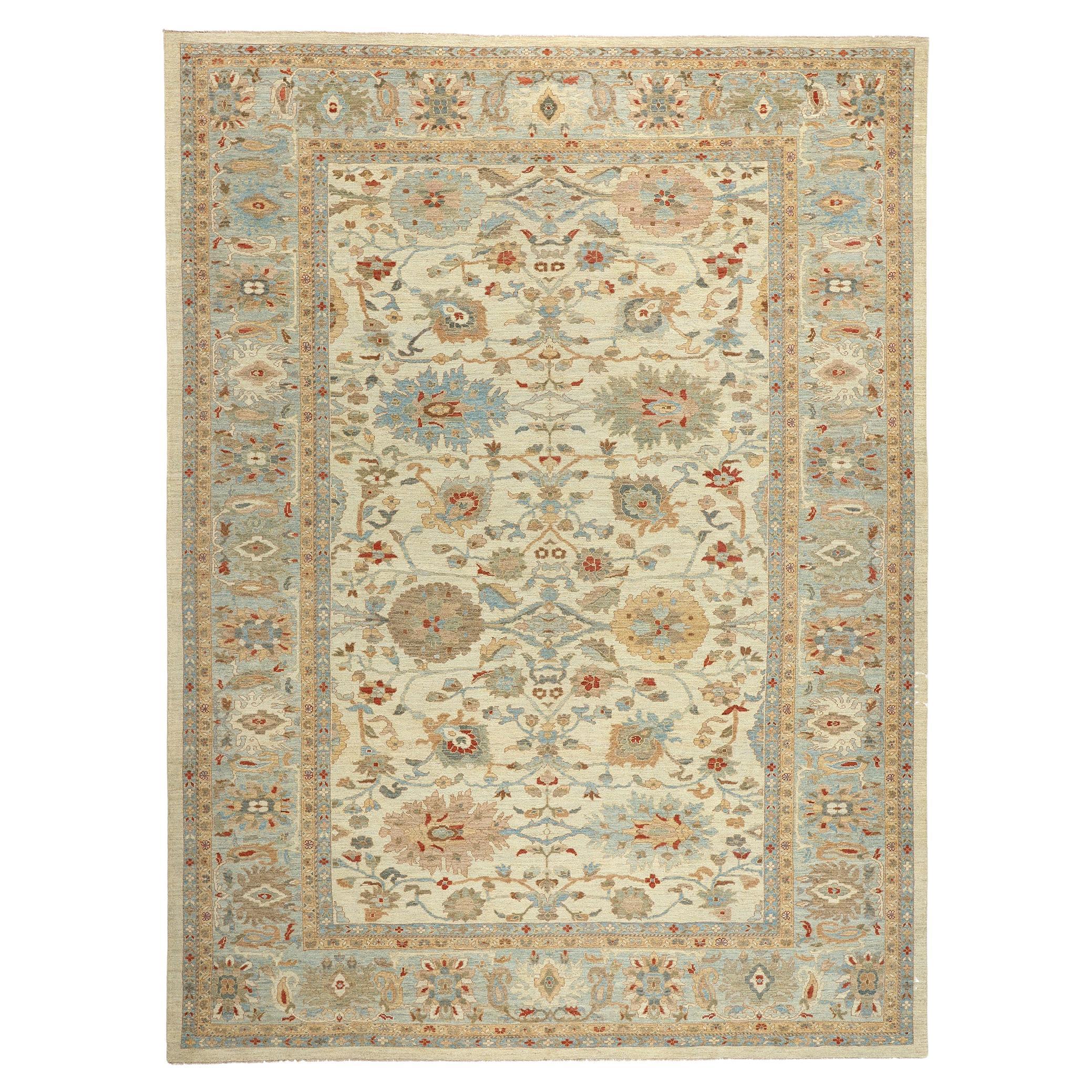 Contemporary Beige & Blue Persian Sultanabad Rug