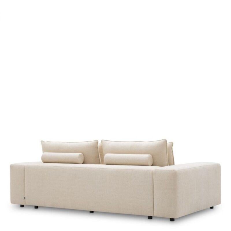Français Contemporary Beige Fabric Lounge Sofa with Soft Upholstered Design en vente