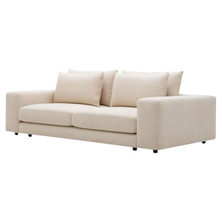 Contemporary Beige Fabric Lounge Sofa with Soft Upholstered Design