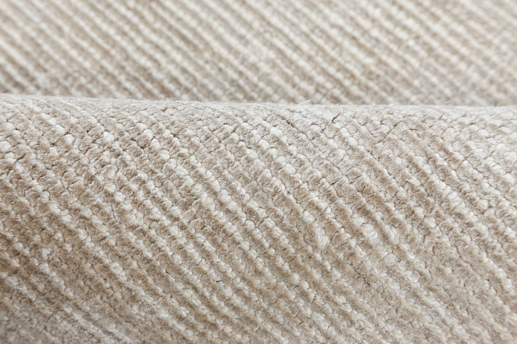 Modern Solid Beige Hand-Knotted Wool & Cotton Rug by Doris Leslie Blau.
Size: 9'10