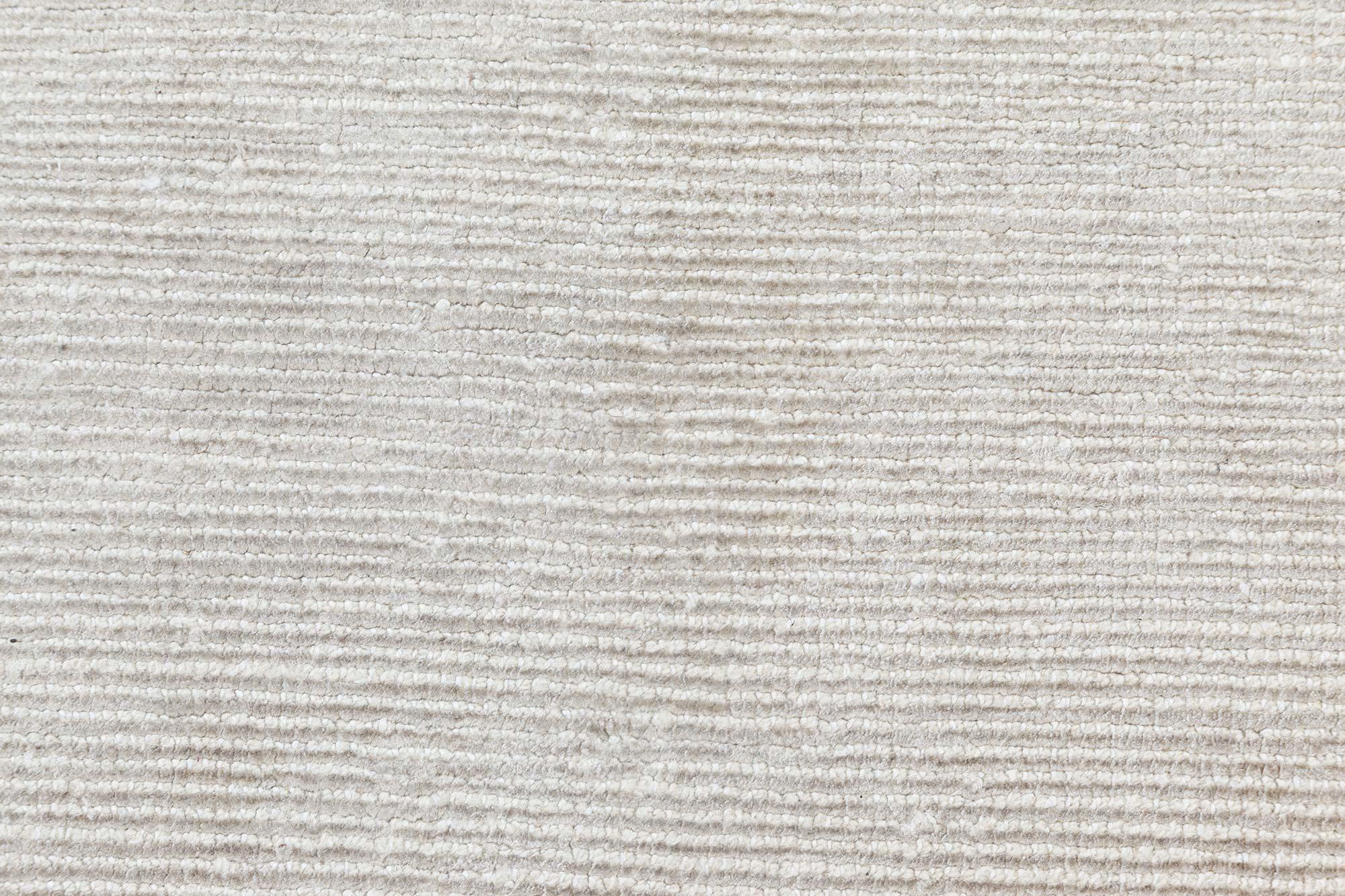Indian Modern Solid Beige Hand-Knotted Wool & Cotton Rug by Doris Leslie Blau For Sale