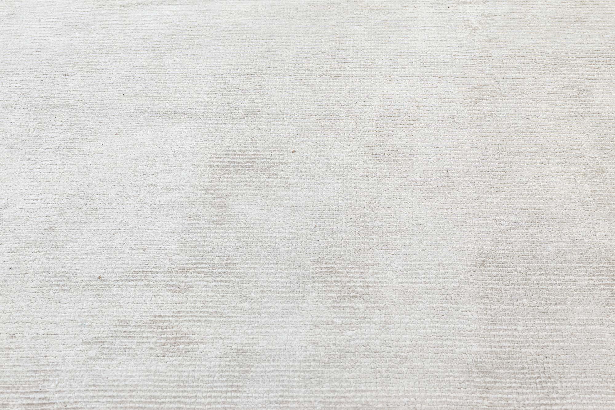 Modern Solid Beige Hand-Knotted Wool & Cotton Rug by Doris Leslie Blau In New Condition For Sale In New York, NY