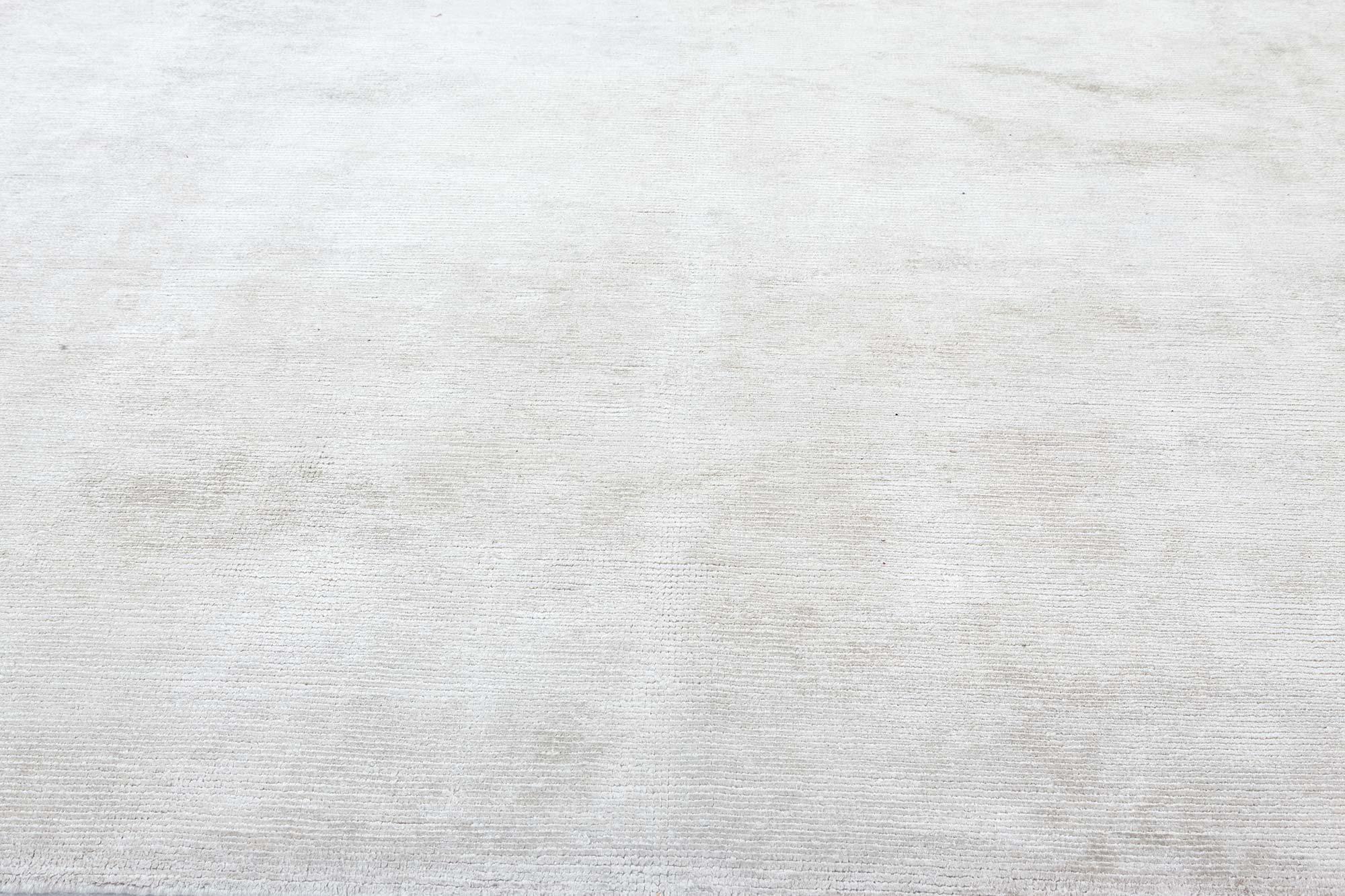 Contemporary Modern Solid Beige Hand-Knotted Wool & Cotton Rug by Doris Leslie Blau For Sale