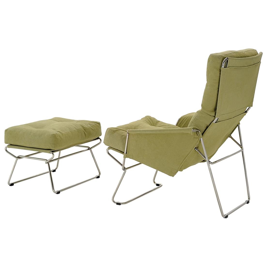Contemporary Beige Leather Lounge Chair For Sale
