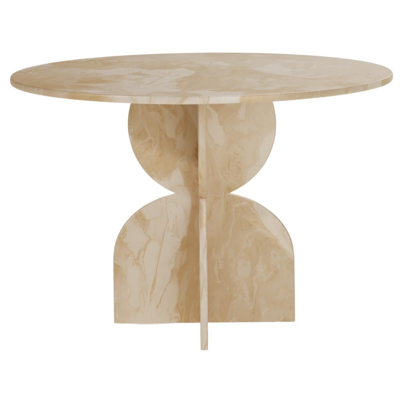 Contemporary Beige Round Table Handcrafted 100% Recycled Plastic by Anqa Studios For Sale