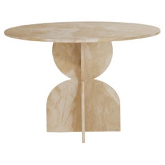 Contemporary Beige Round Table Handcrafted 100% Recycled Plastic by Anqa Studios