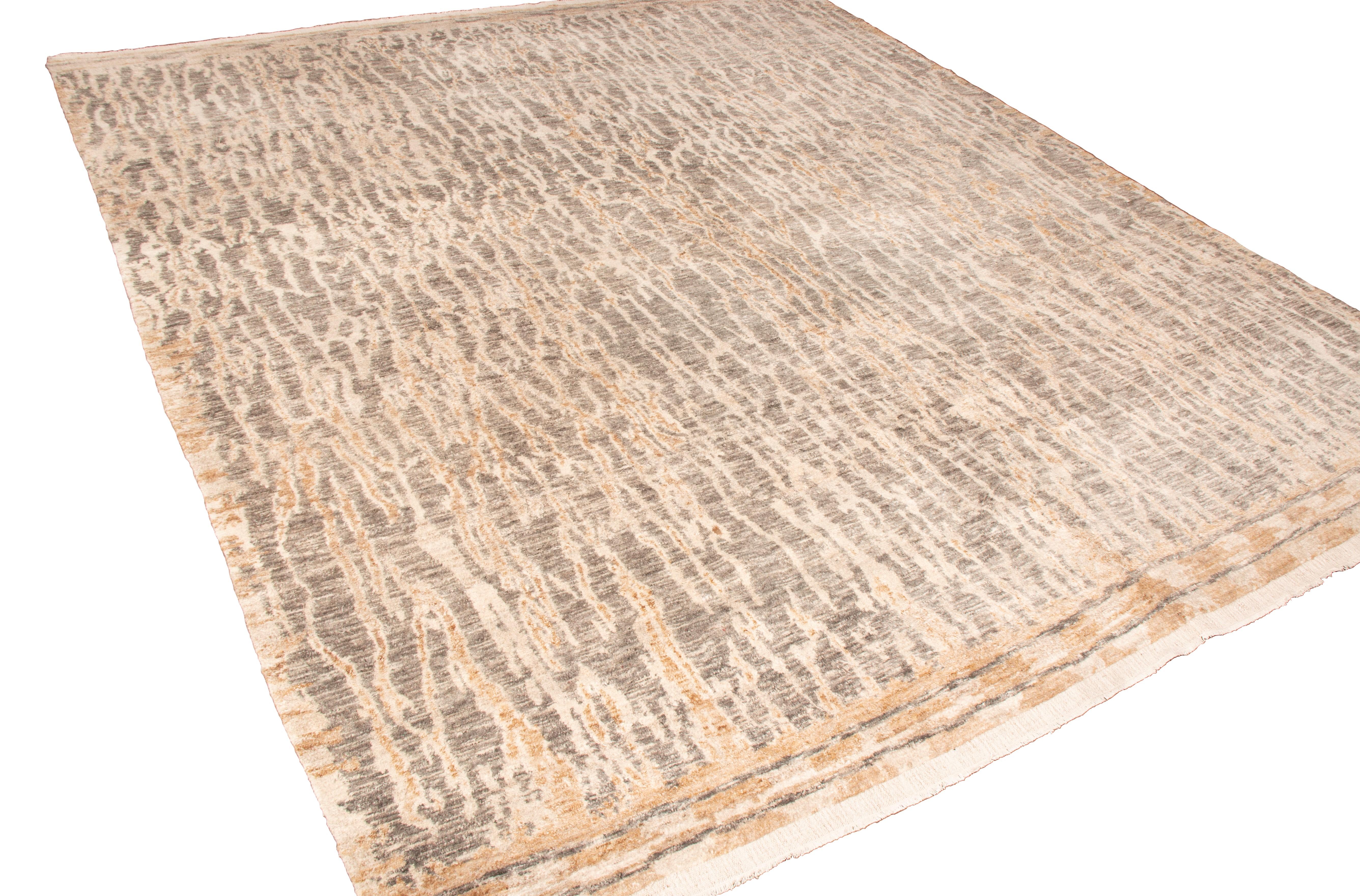 Modern Contemporary Beige Wool Rug