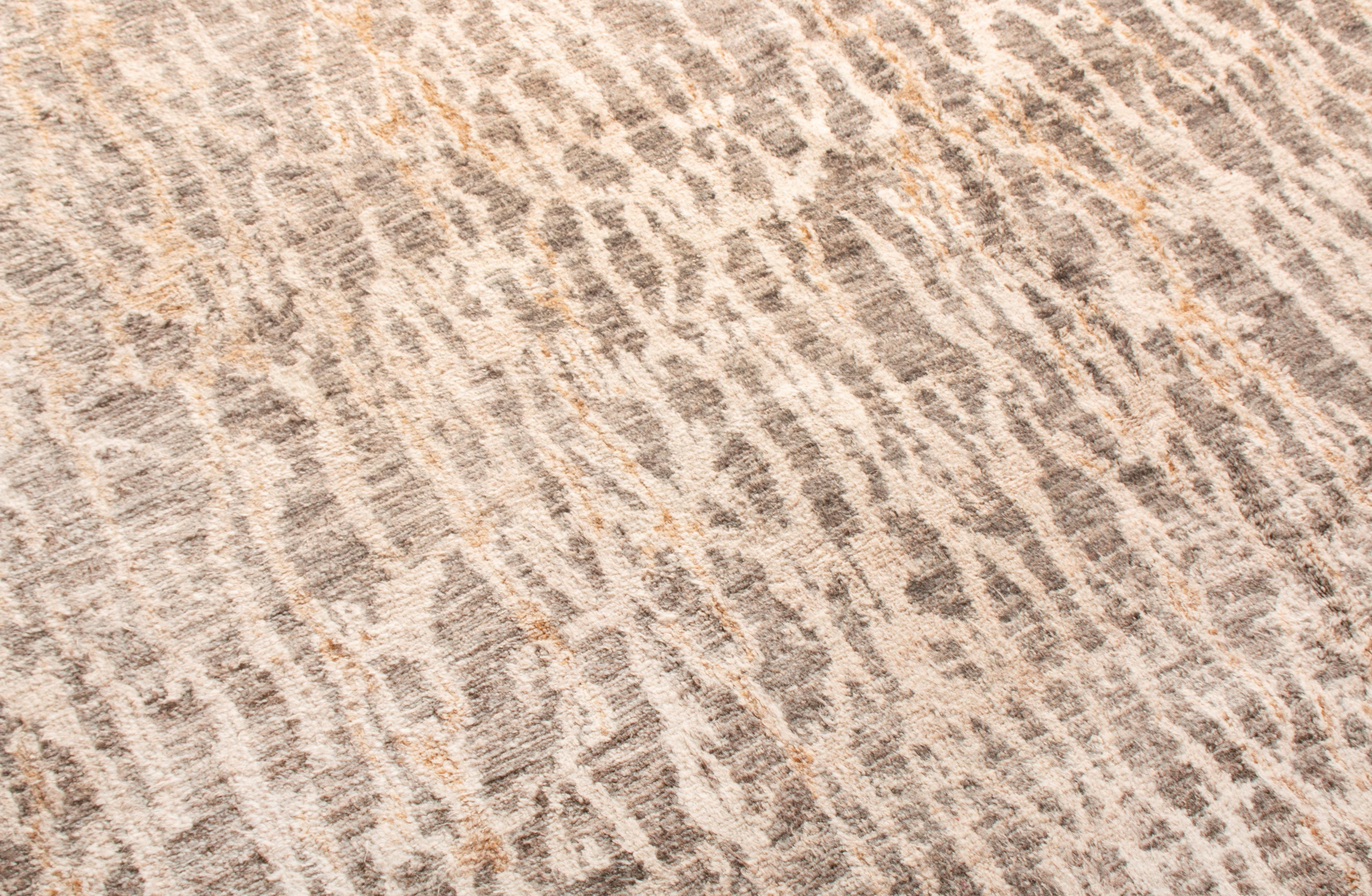 Indian Contemporary Beige Wool Rug