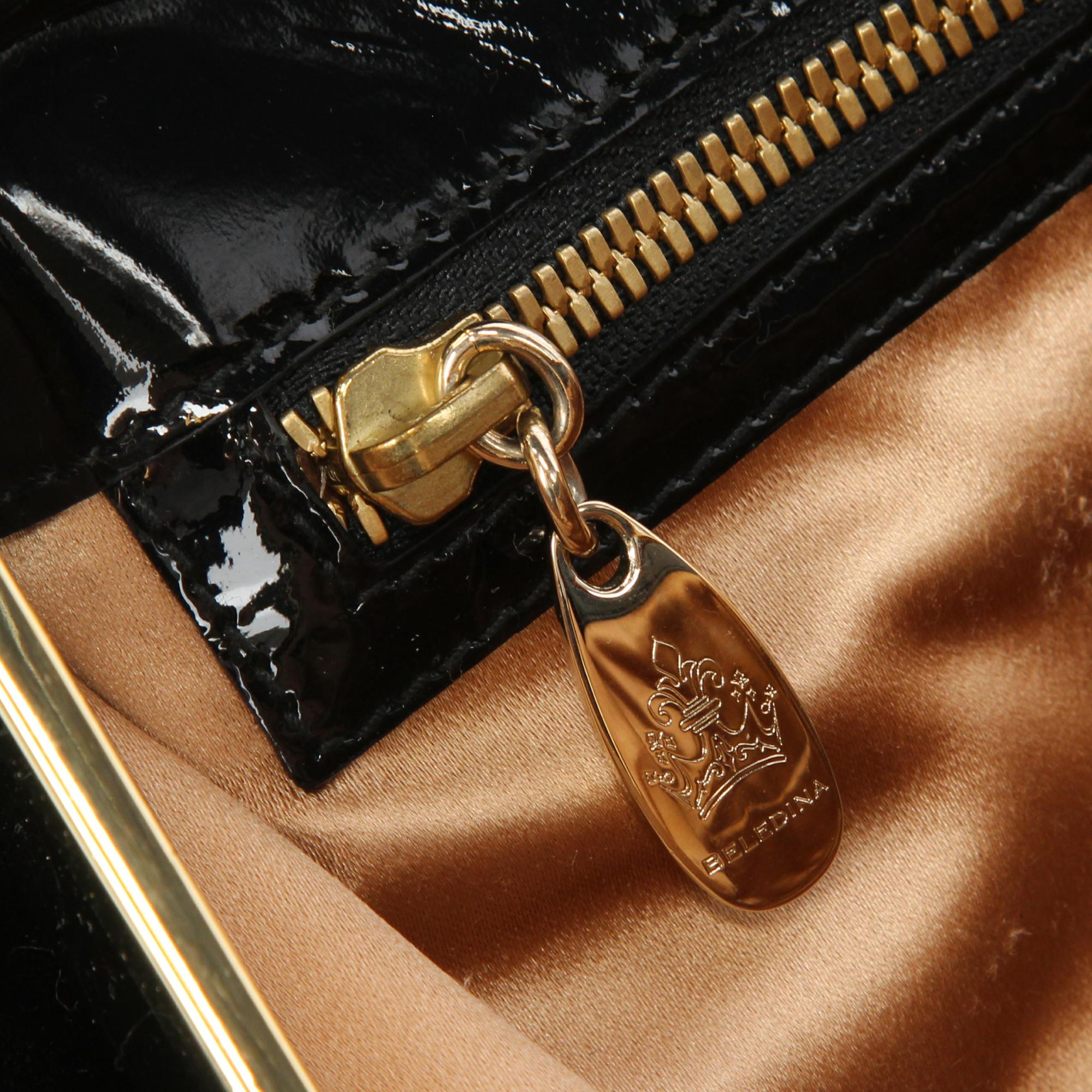 Contemporary Beledina Black Patent Leather Tote Bag 6