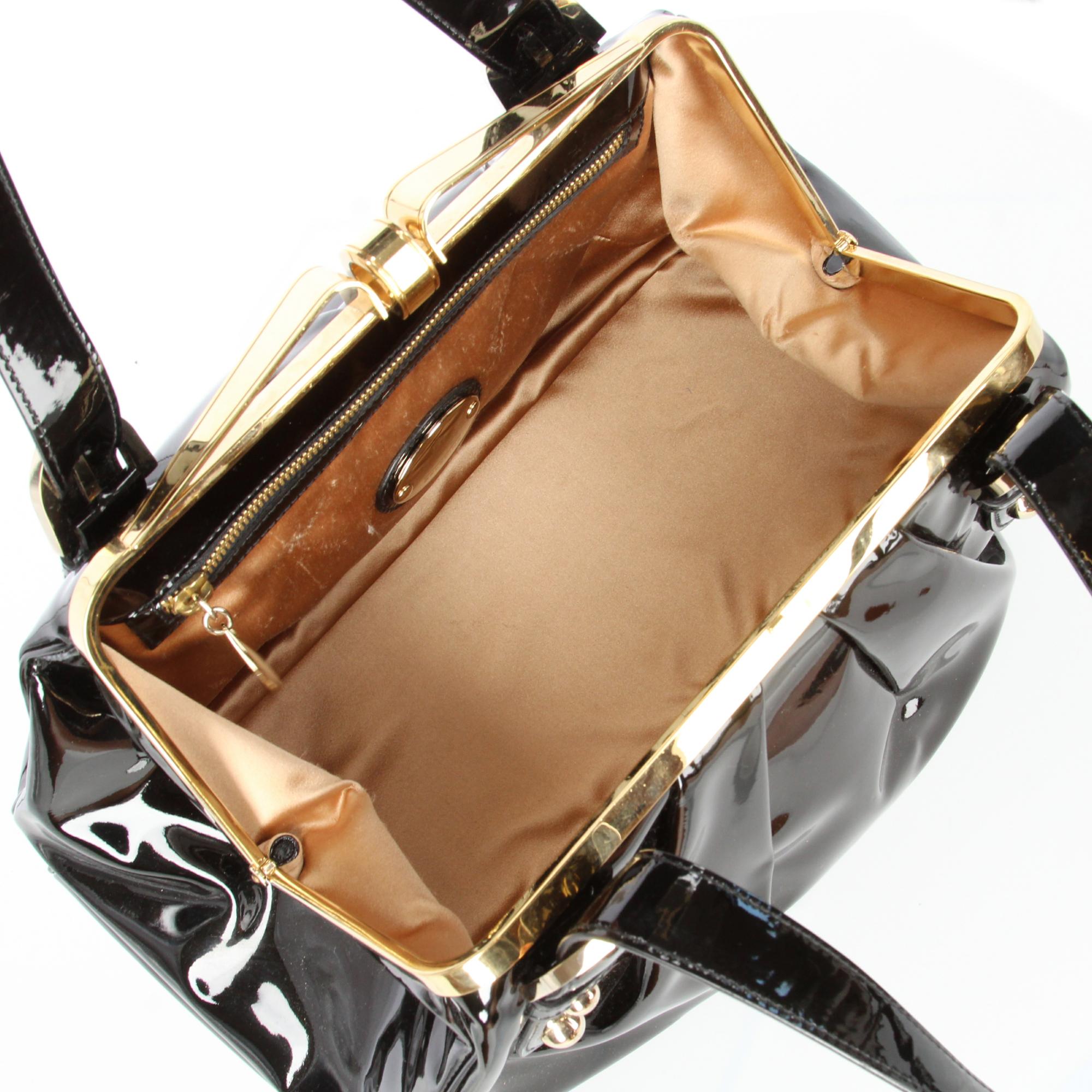 Contemporary Beledina Black Patent Leather Tote Bag 7