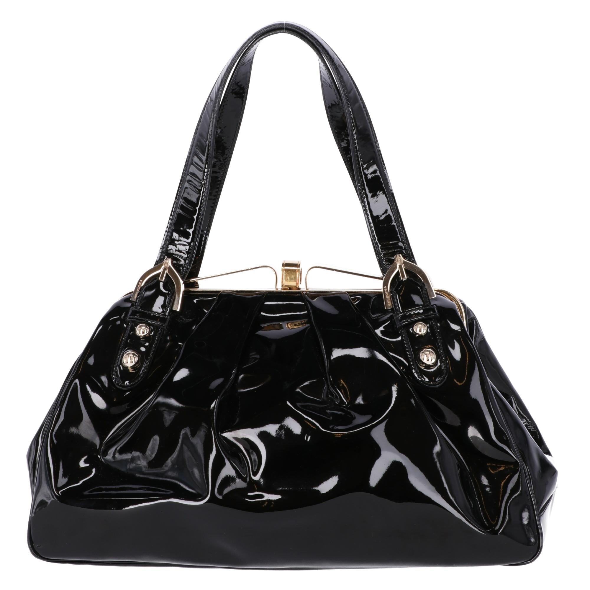 Women's Contemporary Beledina Black Patent Leather Tote Bag