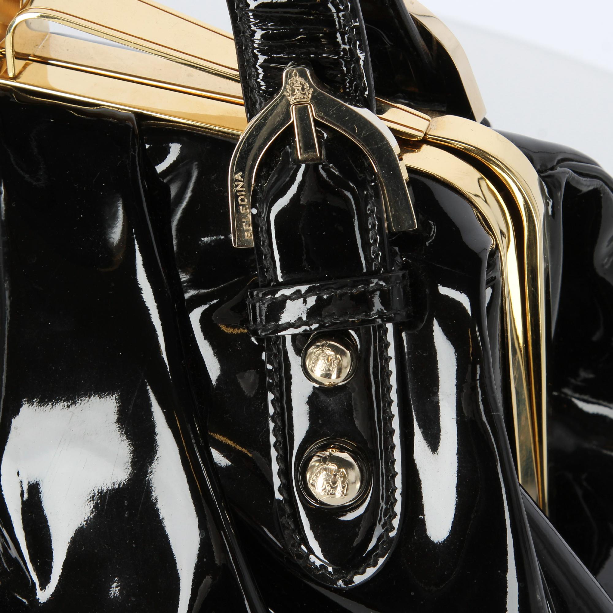 Contemporary Beledina Black Patent Leather Tote Bag 3