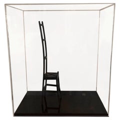 Scultura di sedia con schienale a scaletta in miniatura in ferro, Belgio, Contemporary