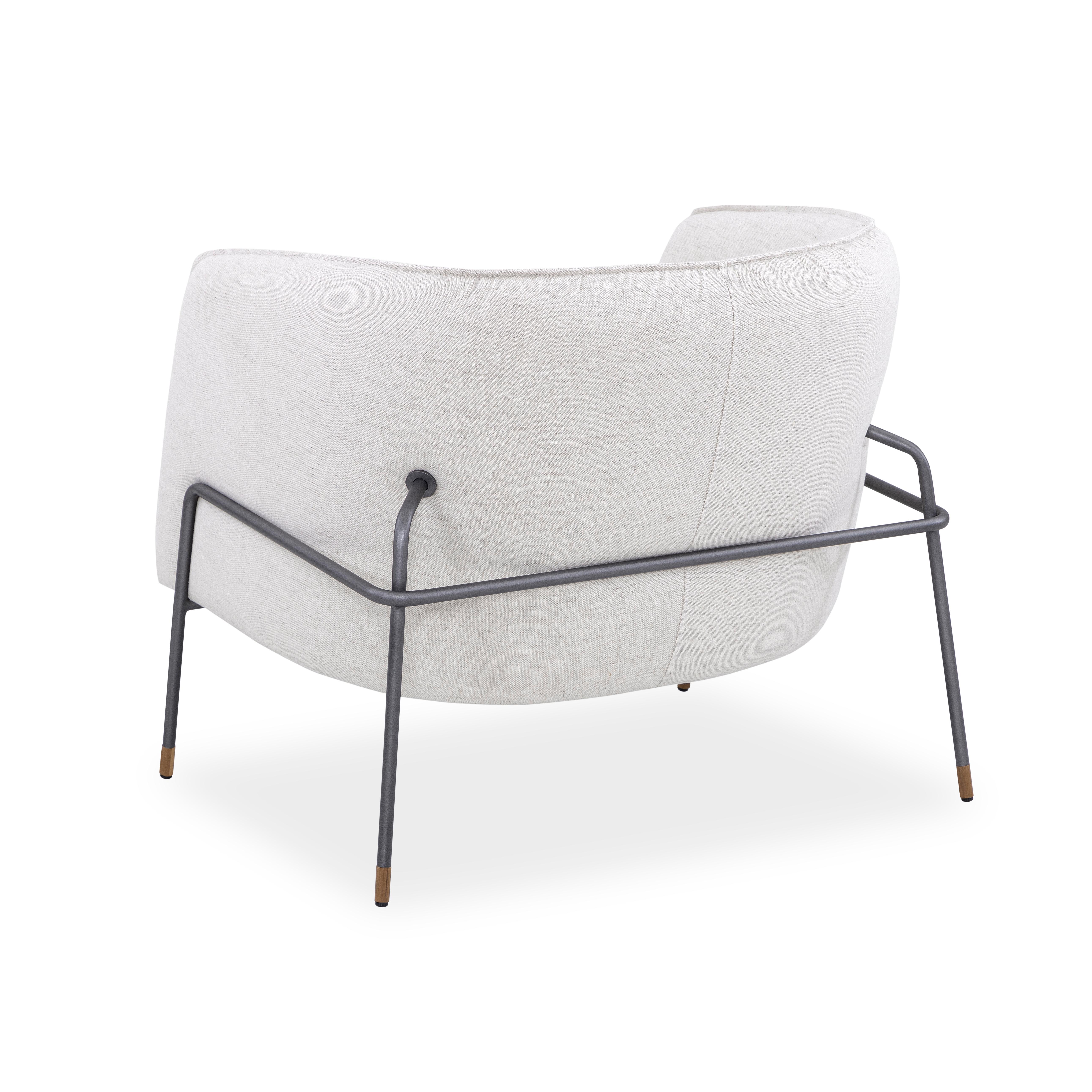 Contemporary Bella Armchair Featuring Metal Frame and Ivory Fabric For Sale 8