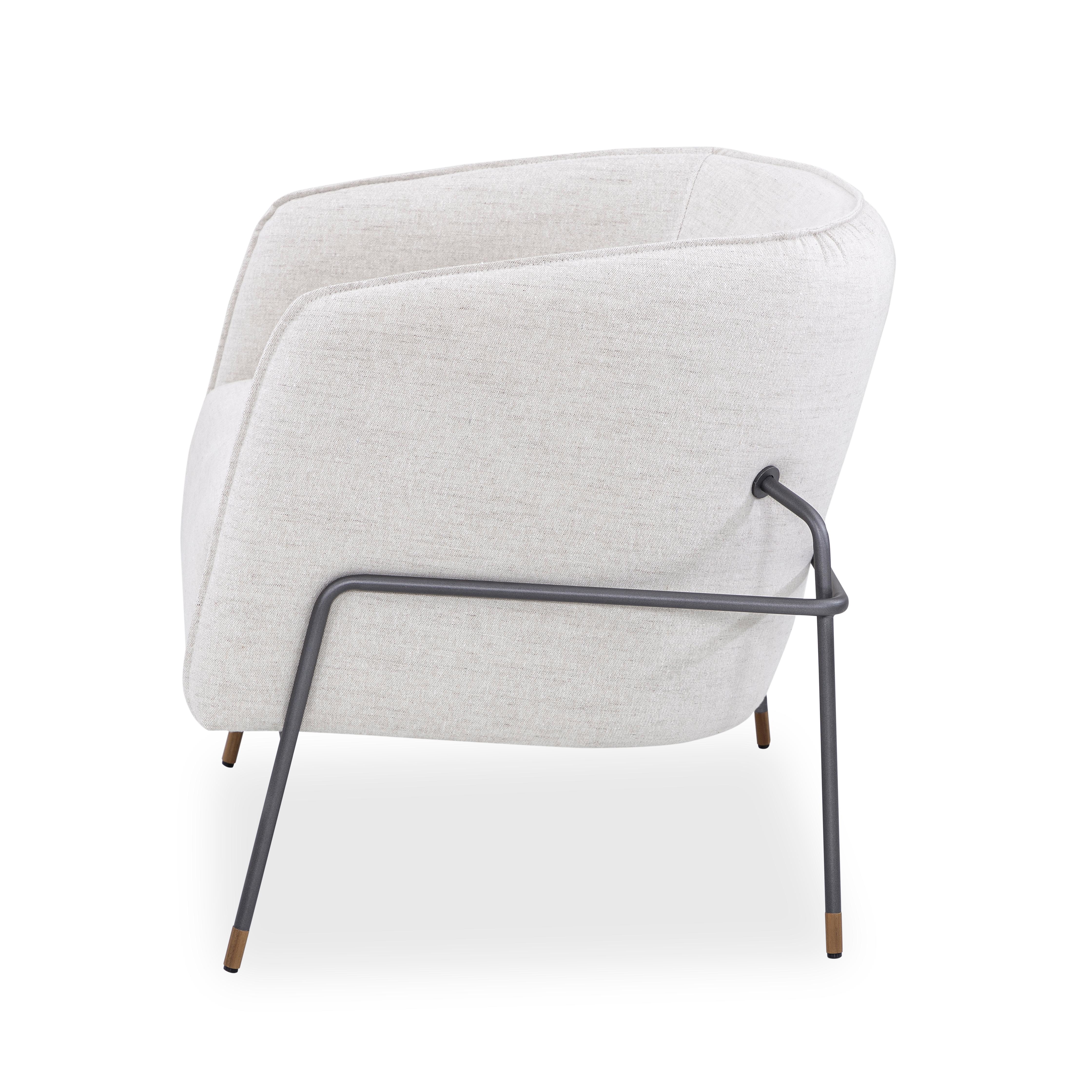 Contemporary Bella Armchair Featuring Metal Frame and Ivory Fabric For Sale 10
