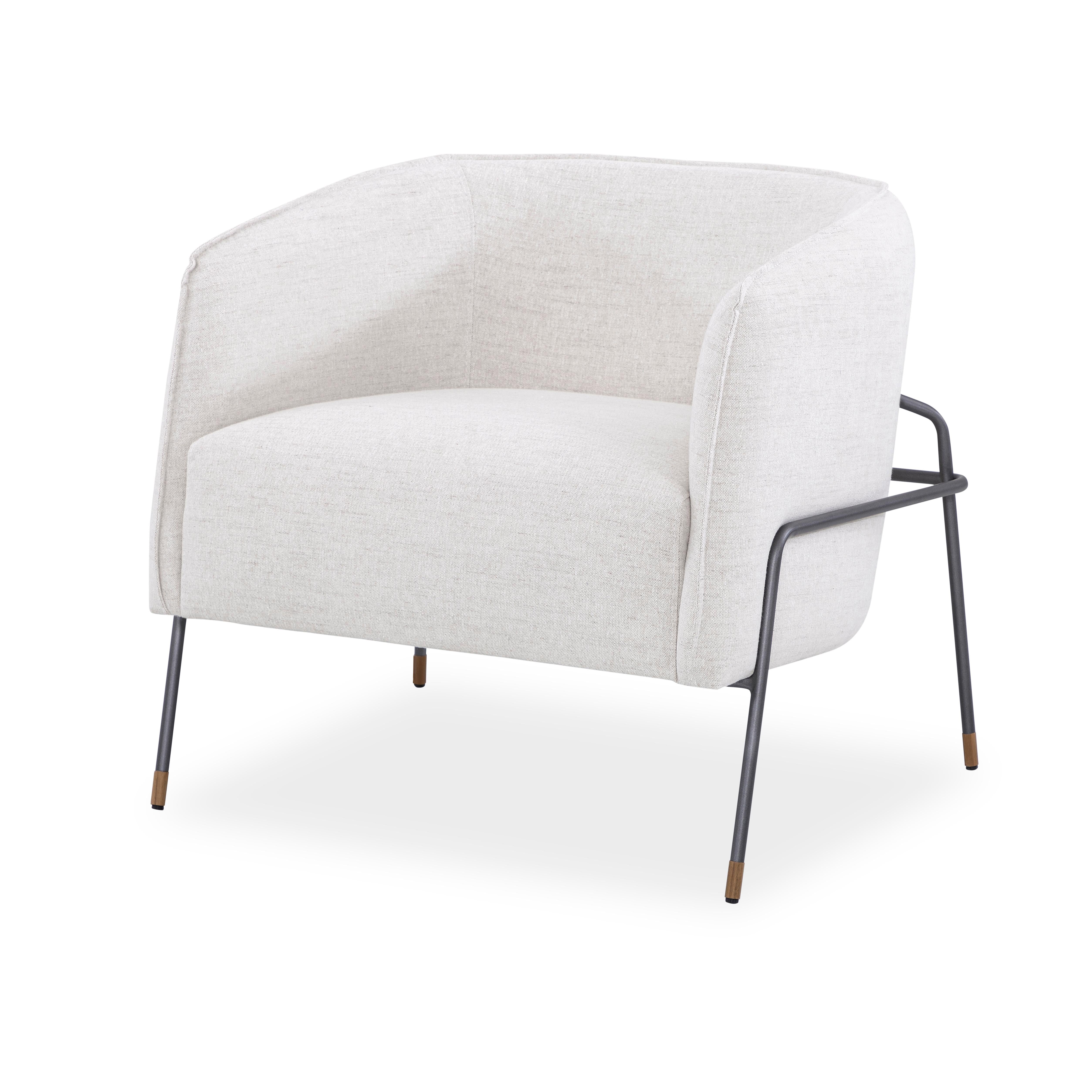 Contemporary Bella Armchair Featuring Metal Frame and Ivory Fabric For Sale 12